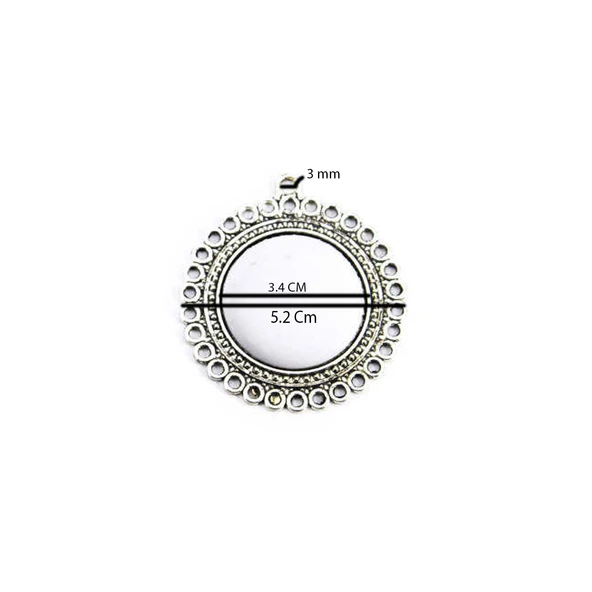Epoksi Kolye Ucu  Yuvarlak Daireli  Nikel   5,2 Cm  (5 ADET) - 3