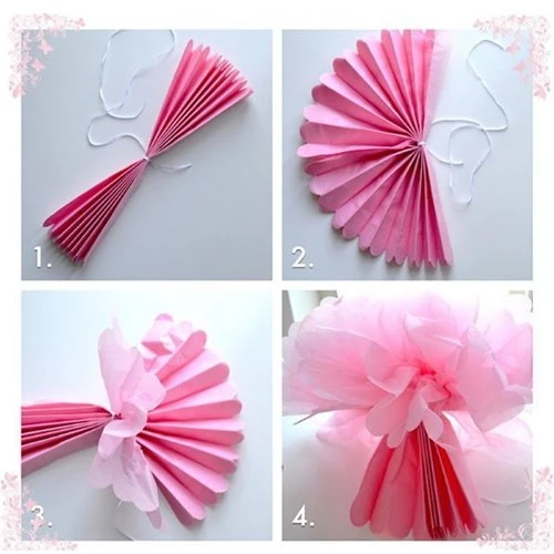 Pelur Kağıt Ponpon Çiçek Asma Süs 10 adet   Siyah - Resim 3