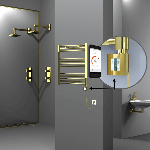 HAITI Elektrikli Havlupan 600x700 Düz Altın (KTX4 Termostat) 200W Spiral Kablolu ürün görseli 1