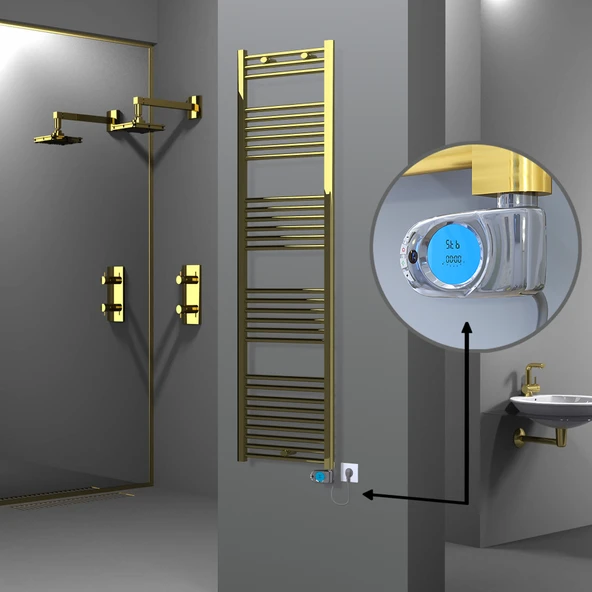 HAITI Elektrikli Havlupan 500x1800 Düz Altın (Musa Termostat) 600W ürün görseli 1