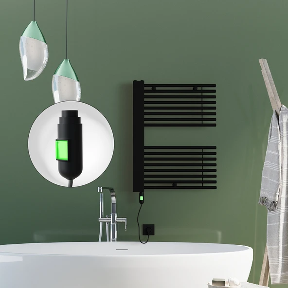 MALE Elektrikli Havlupan 600x800  Siyah (OnOff Düğmeli) 600W ürün görseli 1