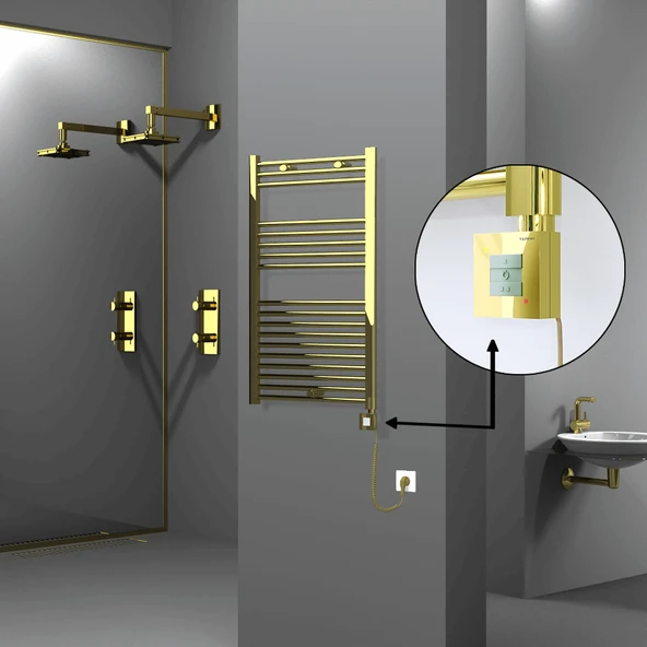 HAITI Elektrikli Havlupan 600x1000 Düz Altın (KTX1 Termostat) 300W Spiral Kablolu ürün görseli 1