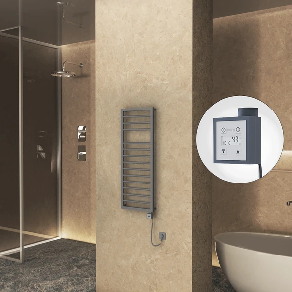 NAXOS Elektrikli Havlupan 500x1193 Antrasit Texture (KTX3 Termostat) 600W Spiral Kablolu ürün görseli