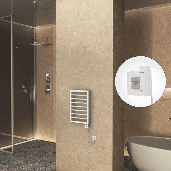 NAXOS Elektrikli Havlupan 450x655 Beyaz Mat (KTX1 Termostat) 300W Spiral Kablolu ürün görseli 1