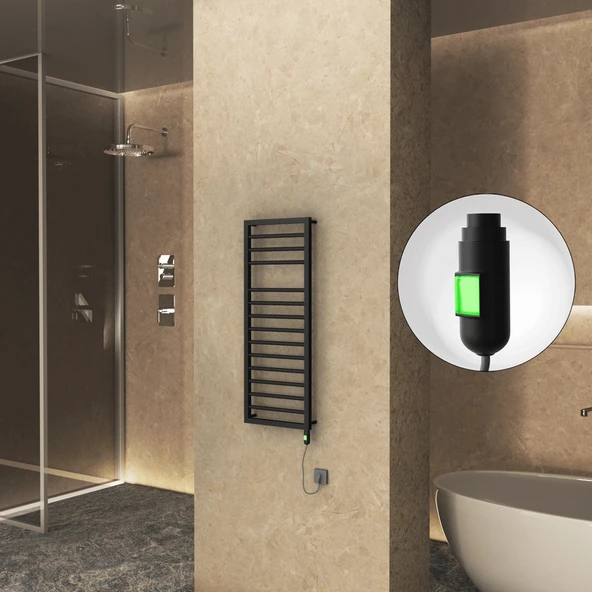 NAXOS Elektrikli Havlupan 500x1193 Siyah Mat (OnOff Düğmeli) 600W ürün görseli 1