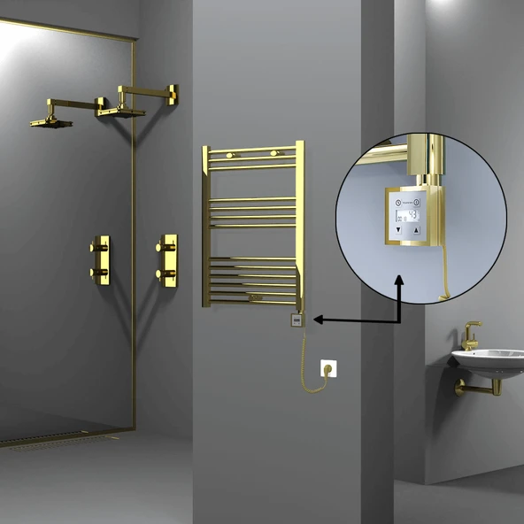 HAITI Elektrikli Havlupan 600x800 Düz Altın (KTX3 Termostat) 300W Spiral Kablolu ürün görseli 1