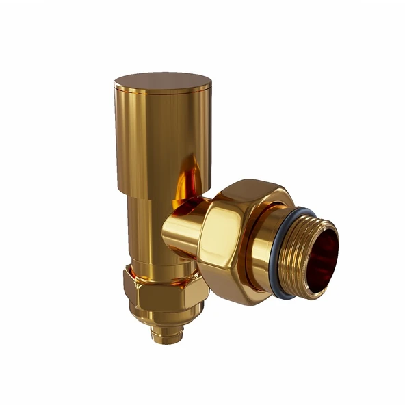 Radyatör Vanası 12 Altın Renkli Köşe Pex (Metal Volanlı 16*2mm Boru Bağl. Rakorlu)