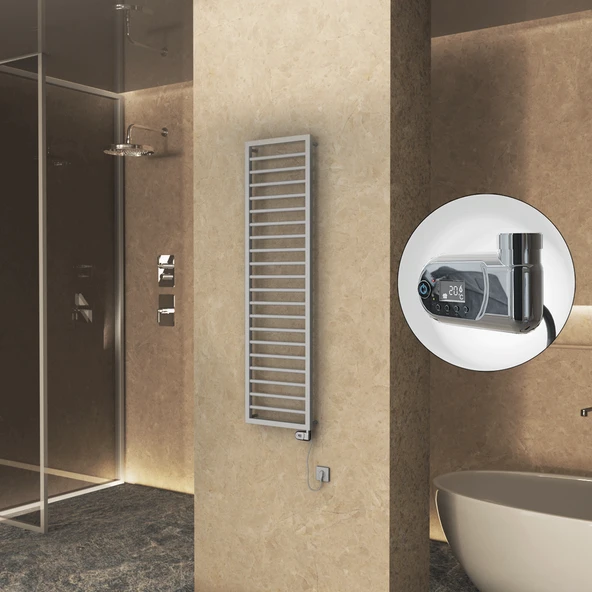 NAXOS Elektrikli Havlupan 500x1655 Gri 7012 Texture (Thesis Termostat) 600W ürün görseli 1