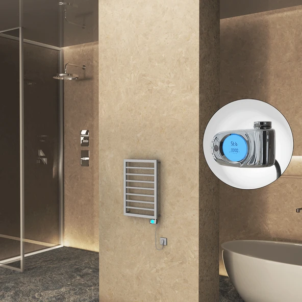 NAXOS Elektrikli Havlupan 450x655 Gri 7012 Texture (Musa Termostat) 300W ürün görseli