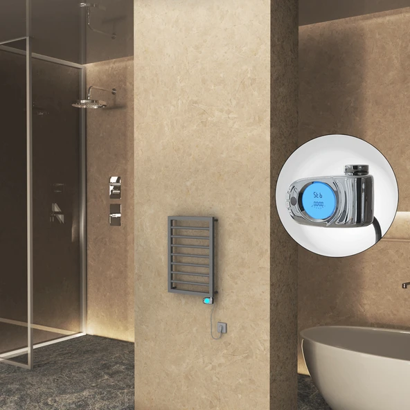 NAXOS Elektrikli Havlupan 450x655 Antrasit Texture (Musa Termostat) 300W ürün görseli 1