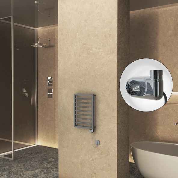 NAXOS Elektrikli Havlupan 450x655 Antrasit Texture (Thesis Termostat) 300W ürün görseli