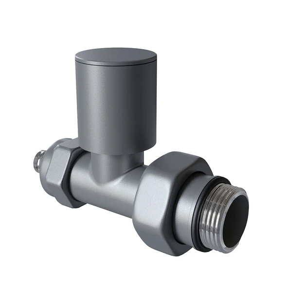 Radyatör Vanası 12 Antrasit Düz Pex (Metal Volanlı 16*2mm Boru Bağl. Rakorlu)