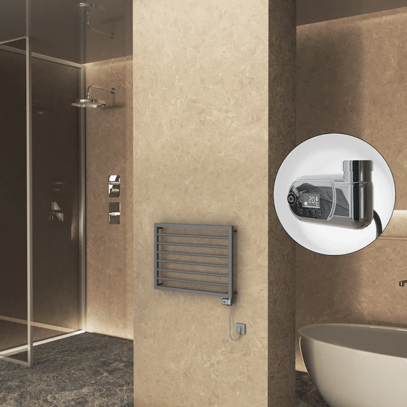 NAXOS Elektrikli Havlupan 800x578 Antrasit Texture (Thesis Termostat) 300W ürün görseli 1