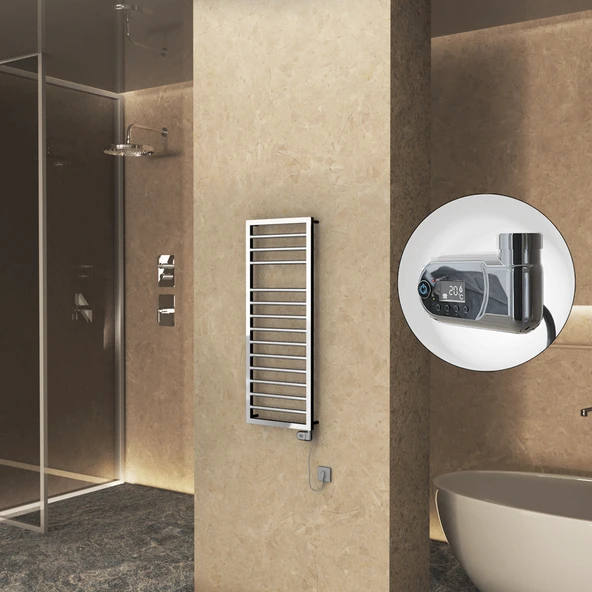 NAXOS Elektrikli Havlupan 500x1193 Krom  (Thesis Termostat) 300W ürün görseli 1
