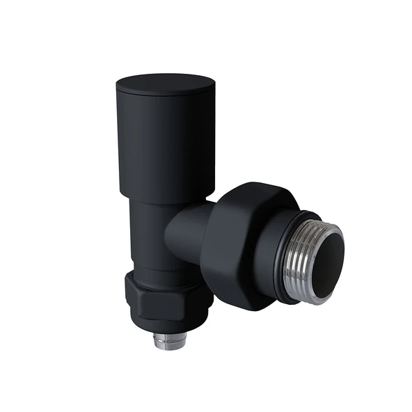 Radyatör Vanası 12 Siyah Köşe Pex (Metal Volanlı 16*2mm Boru Bağl. Rakorlu)