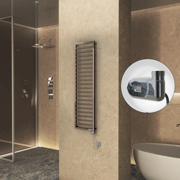 NAXOS Elektrikli Havlupan 500x1655 Rose Gold Parlak (Thesis Termostat) 600W ürün görseli 1