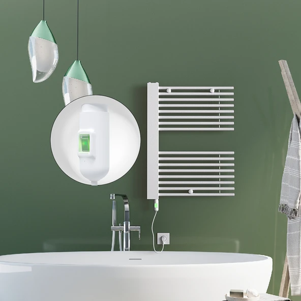 MALE Elektrikli Havlupan 600x800  Beyaz (OnOff Düğmeli) 600W ürün görseli 1