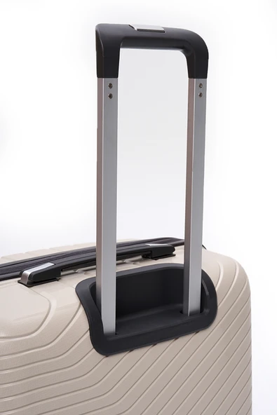 Elatae Exclusive Pro Polipropilen Kırılmaz 2'li Valiz Seti Büyük Boy ve Makyaj 2'li Set Bej - Antrasit 5239 - Resim 7