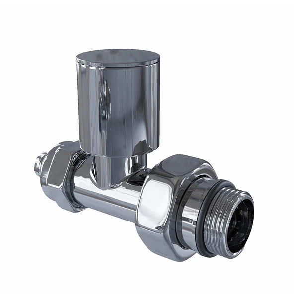 Radyatör Vanası 12 Krom Düz Pex (Metal Volanlı 16*2mm Boru Bağl. Rakorlu)