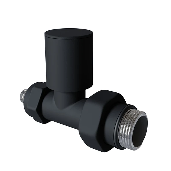 Radyatör Vanası 12 Siyah Düz Pex (Metal Volanlı 16*2mm Boru Bağl. Rakorlu)