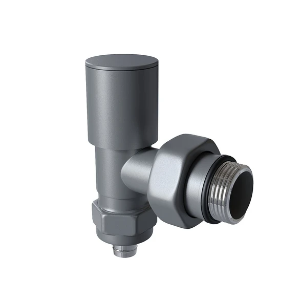 Radyatör Vanası 12 Antrasit Köşe Pex (Metal Volanlı 16*2mm Boru Bağl. Rakorlu)