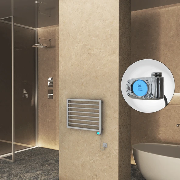 NAXOS Elektrikli Havlupan 800x578 Gri 7012 Texture (Musa Termostat) 300W ürün görseli 1