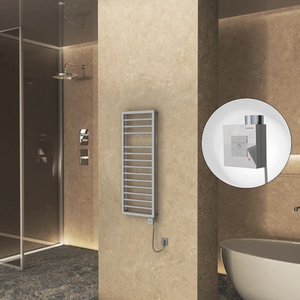 NAXOS Elektrikli Havlupan 500x1193 Gri 7012 Texture (KTX1 Termostat) 600W Spiral Kablolu ürün görseli 1