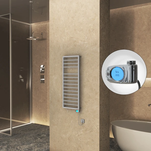 NAXOS Elektrikli Havlupan 500x1193 Gri 7012 Texture (Musa Termostat) 600W ürün görseli 1