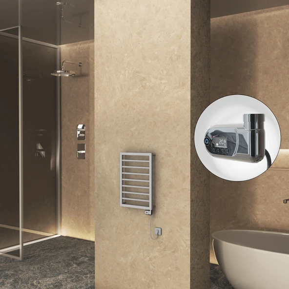 NAXOS Elektrikli Havlupan 450x655 Gri 7012 Texture (Thesis Termostat) 300W ürün görseli 1