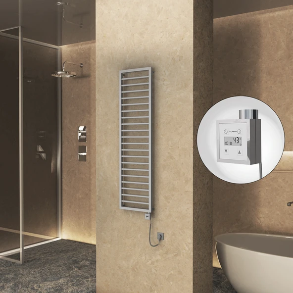 NAXOS Elektrikli Havlupan 500x1655 Gri 7012 Texture (KTX3 Termostat) 600W Spiral Kablolu ürün görseli 1