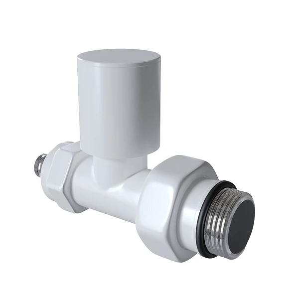 Radyatör Vanası 12 Beyaz Düz Pex (Metal Volanlı 16*2mm Boru Bağl. Rakorlu)