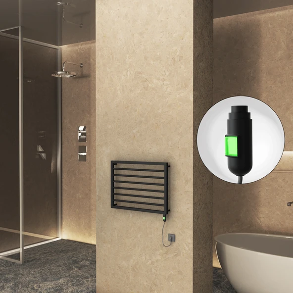 NAXOS Elektrikli Havlupan 800x578 Siyah Mat (OnOff Düğmeli) 300W ürün görseli