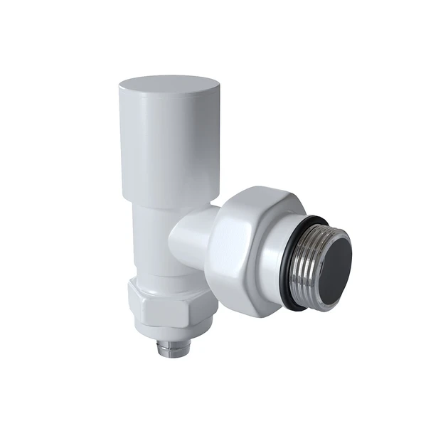 Radyatör Vanası 12 Beyaz Köşe Pex (Metal Volanlı 16*2mm Boru Bağl. Rakorlu)