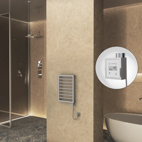 NAXOS Elektrikli Havlupan 450x655 Gri 7012 Texture (KTX3 Termostat) 300W Spiral Kablolu ürün görseli 1