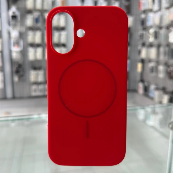 iPhone 16 MagSafe Yumuşak Silikon Kılıf – Lansman İçi Kadife Dokulu, Kablosuz Şarj Destekli Kırmızı