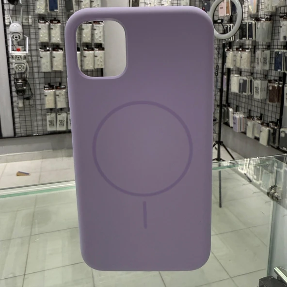 iPhone 11 MagSafe Yumuşak Silikon Kılıf – Lansman İçi Kadife Dokulu, Kablosuz Şarj Destekli Lila