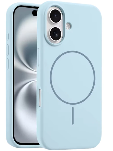 iPhone 16 MagSafe Yumuşak Silikon Kılıf – Lansman İçi Kadife Dokulu, Kablosuz Şarj Destekli Mavi