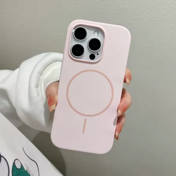 iPhone 16 Pro MagSafe Yumuşak Silikon Kılıf – Lansman İçi Kadife Dokulu, Kablosuz Şarj Destekli Rose Gold