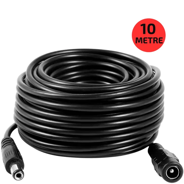 EC-10 AWG23 10 Metre Power Güç Uzatma Kablosu – 12V DC Wifi Kamera Modem Kayıt Cihazı Uyumlu