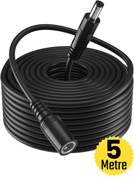 EC-5 AWG23 5 Metre Power Güç Uzatma Kablosu – 12V DC Wifi Kamera Modem Kayıt Cihazı Uyumlu