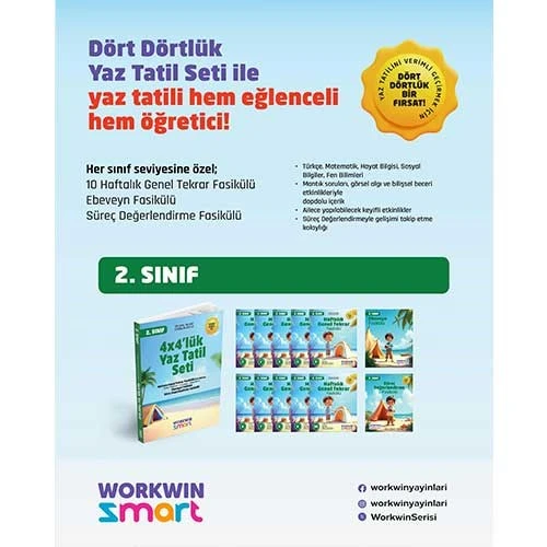 2. Sınıf 4x4'lük Tatil Tekrar Seti | 12 Fasikül+Bilişsel Etkinlikler-2025 - Resim 3