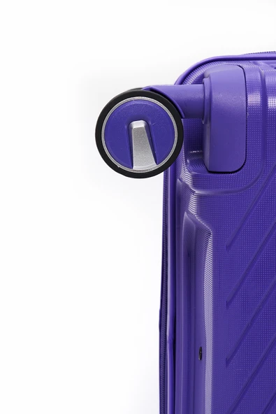 Elatae Exclusive Pro Polipropilen Kırılmaz 2'li Valiz Seti Büyük Boy ve Makyaj 2'li Set Mor 5239 - Resim 6