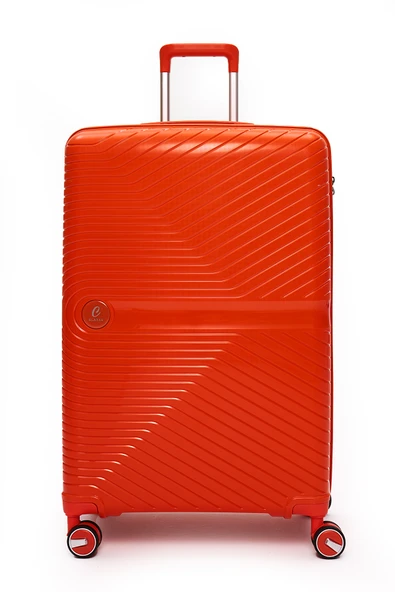 Elatae Exclusive Pro Polipropilen Kırılmaz 2'li Valiz Seti Büyük Boy ve Makyaj 2'li Set Turuncu 5239 - Resim 2