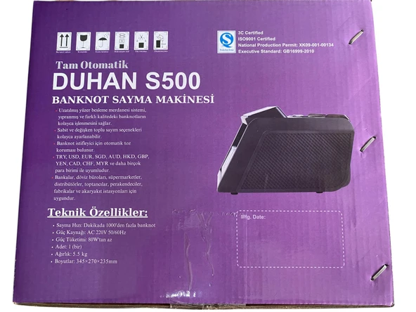 Duhan Para Sayma Makinası S500 Sesli Karışık Döviz Sayma - 3