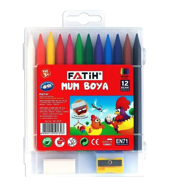 Fatih Mum Pastel Boya Polymer Crayons 12 Renk | 50130/F