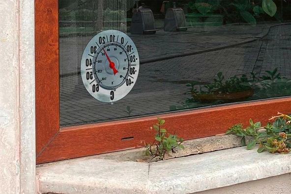 Saban Büyük Ekranlı Dış Mekan Termometresi – Cıvasız, 18 cm Çap, Santigrat & Fahrenheit, Vantuzlu Pencere Montajı - 2