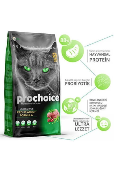 ProChoice 36 Kuzu Etli Yetişkin Kedi Maması 2 Kg ürün görseli