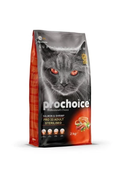 ProChoice 33 Kısırlaştırılmış Somon Karidesli Yetişkin Kedi Maması 2 Kg ürün görseli