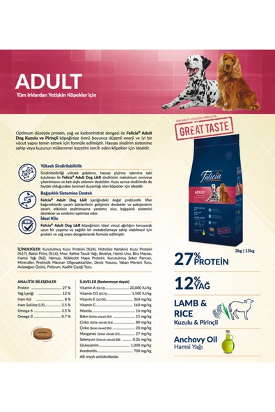 Az Tahıllı Yetişkin Kuzulu Orta Büyük Irk Hypoallergenic Köpek Maması - Resim 2