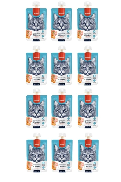 Taze Tavuklu & Havuçlu Kedi Et Ezmesi 90 Gr. X 12 Adet